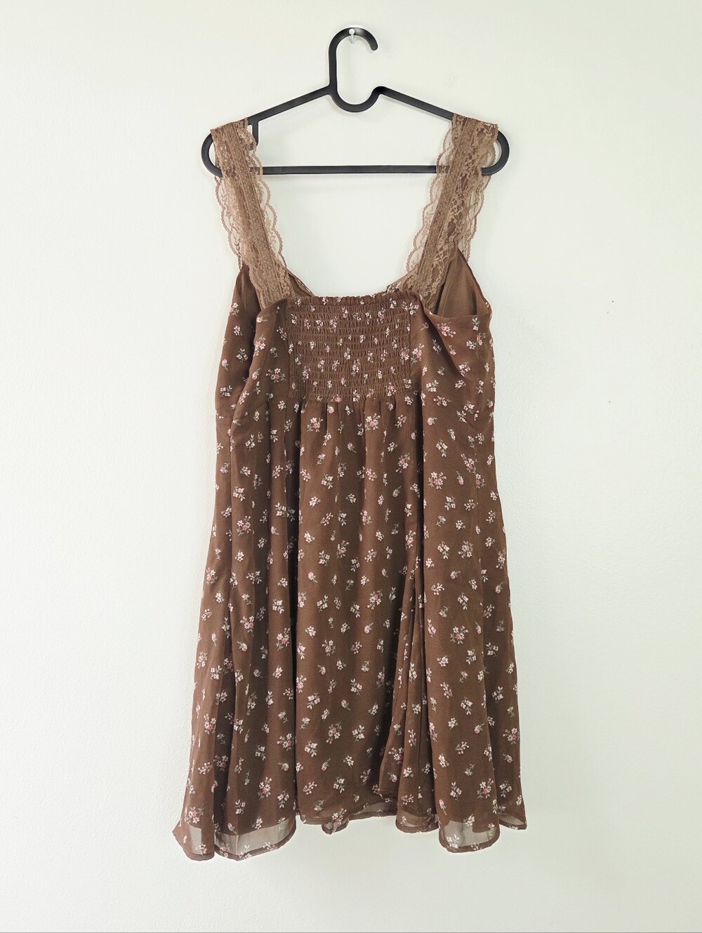 Abercrombie & Fitch Lace-Trim Button-Front Mini Dress Brown Size Large Romantic - Picture 6 of 8